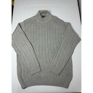 Oscar De La Renta Men’s Cotton Pullover Gray Knit Long Sleeve Sweater Size L